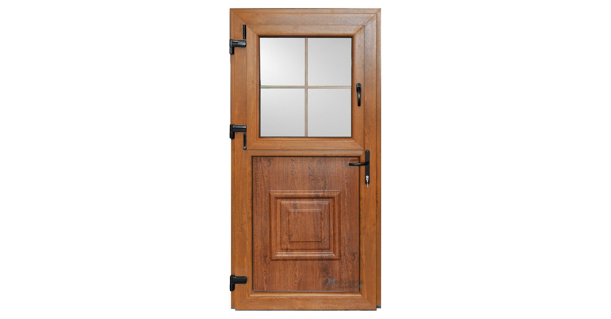 Porte d'entrée fermière PVC Chêne doré H 205 x 90 cm|MI